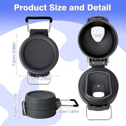 Lid Replacement for Stanley Quick Flip GO, Cover Cap for Stanley 24oz/36oz, BPA-Free Push Button, Leakproof Lid with Carry Loop for Travel/Sports, No Spill Reuse Top for StanleyAccessories,DarkGray