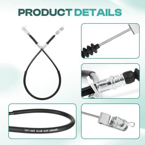 Golf Cart Brake Cable Kit for Club Car DS 1981-1999 Stainless Steel Core