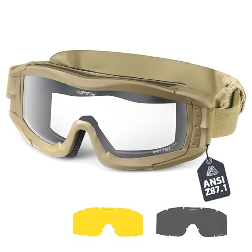 Airsoft Goggles Anti Fog with ANSI Z87.1 Certified, Safety Goggles Impact Resistant, Tactical Shooting Glasses
