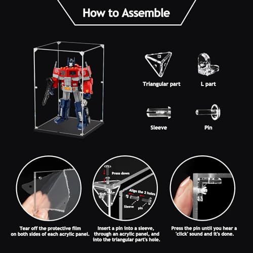3MM Clear Acrylic Display Case - 10x8x18 Inch, Easy Assembly Showcase Box