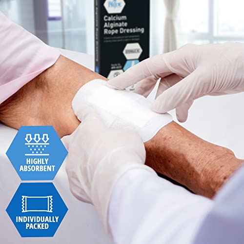 MED PRIDE Calcium Alginate Rope Dressing Pack of 5 Sterile Highly Absorbent for Gaping Wounds Burns Ulcers 2cm X 30cm