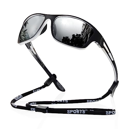 Suoso Polarized Sports Sunglasses A6 Silver - UV400 Wrap Around Goggles for Driving Fishing