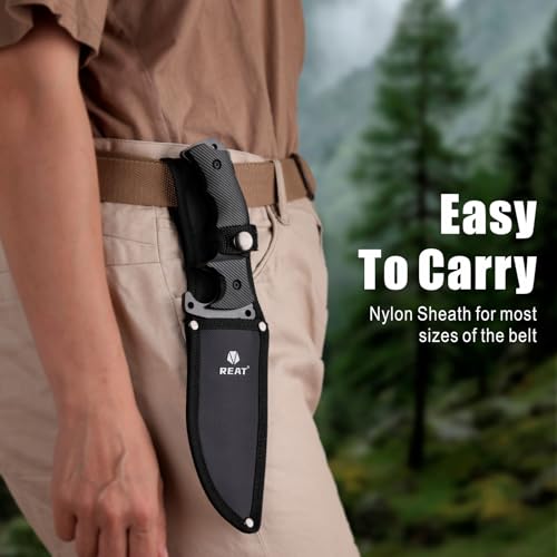 Fixed Blade Hunting Knife with Sheath 5.5" Stainless Steel Full Tang Outdoor Knife