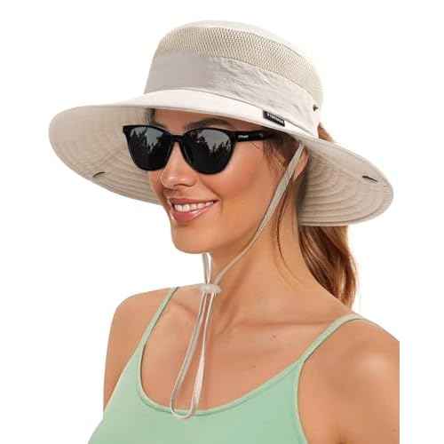 FURTALK Sun Hats for Women with Ponytail Hole Beach Hiking Summer Wide Brim Outdoor UV Protection Packable Bucket Safari Hat