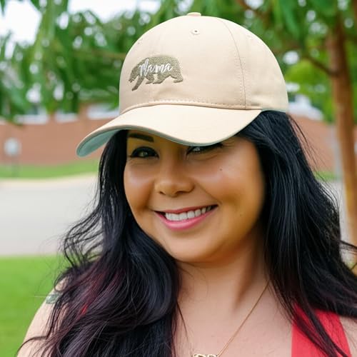 KOLWOVEN Mama Bear Embroidered Baseball Cap, Stylish Distressed Hat for Women, Perfect Mother's Day or Birthday Gift for Mom