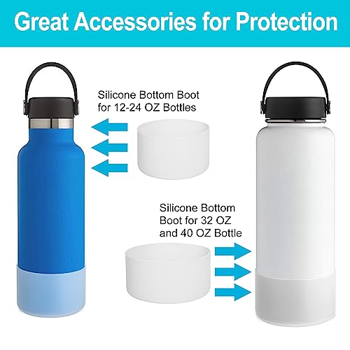 Silicone Bottom Boot for Hydro Flask 12-40 oz Water Bottles - Clear / Fits 32 oz & 40 oz