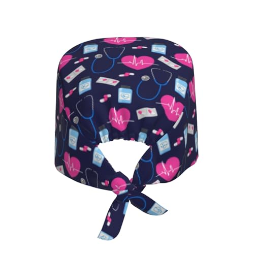 Working Cap Scrub Cap with Sweatband Adjustable Tie Back Hat for Women Nurse Dentist