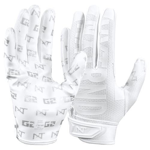 Men's White Pro Football Gloves - G2 Elite Receiver Grip, Large