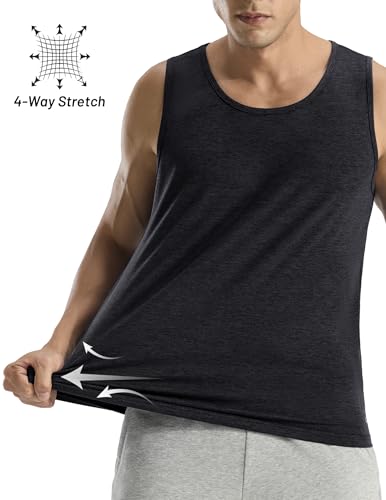 Men's Workout Tank Top Medium Heather Black - Soft, Moisture-Wicking Athletic Shirt