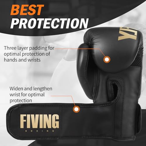 Boxing Gloves for Men Women Adults 12oz Gold Sparring & Training Gloves