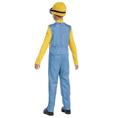 Bob Minions Costume for Kids, Official Minion Jumpsuit Outfit with Goggles and Hat, Classic Size Small (4-6)