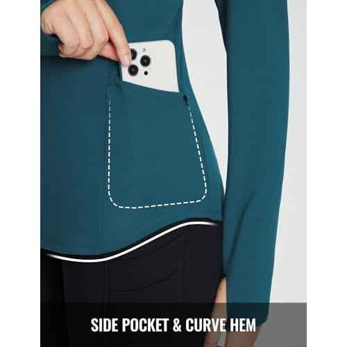 baleaf Women's Thermal Shirts Fleece Lined Tops Long Sleeve Mock Neck Cold Weather Running Workout Gear Pocket Thumbhole