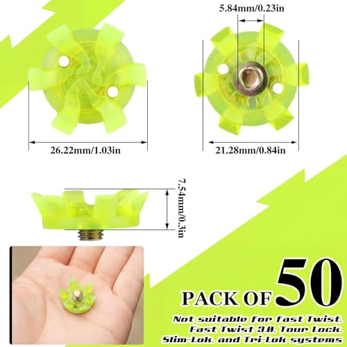Golf Shoe Spikes Replacement Set with Wrench - Green, 50 Pieces