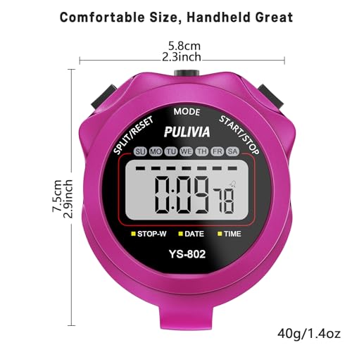 Purple Sports Stopwatch Timer for Running Swimming & Coaches - Digital Split & Lap