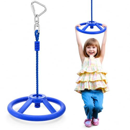 Outdoor Monkey Wheel Swing - 360° Rotating Obstacle Course Accessory, Blue