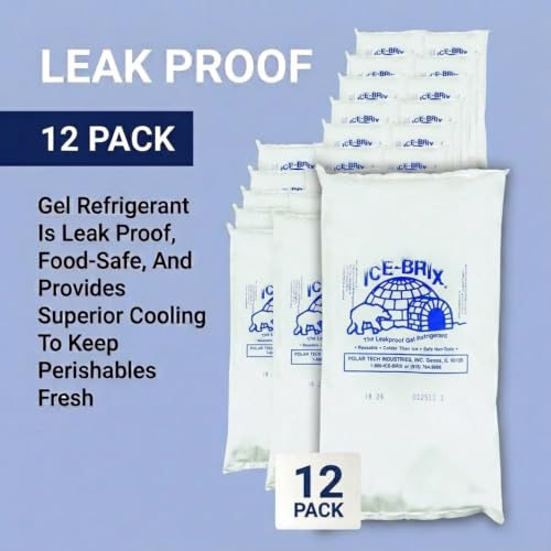 Medium Reusable Gel Ice Packs for Shipping - 8x6 Inches, 24 oz, 12 Pack