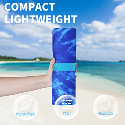 Oversized Microfiber Beach Towel 71x32 Inches - Blue 2 Pack with Carry Bag - Tie Dye Turtle Pattern