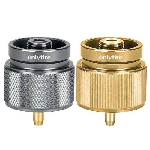 Camping Stove Adapter for 1LB Propane Gas Cylinder - Grey & Gold 2-Pack