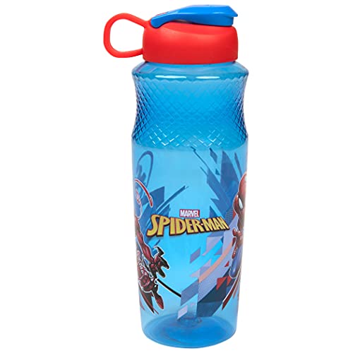 30oz Spider-Man Water Bottle - Durable Plastic, Blue & Red