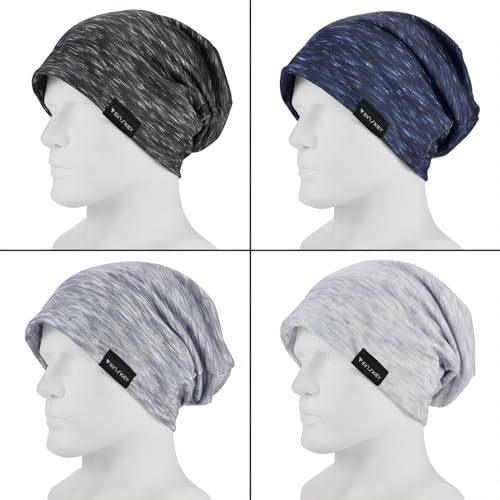 Multicolor 4-Pack Cotton Slouchy Beanie Hat for Men Women - UV Protection & Breathable Summer Headwear
