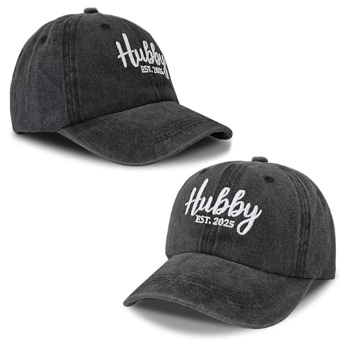 Hubby and Wifey Hats for Mr and Mrs, Engagement Anniversary Honeymoon Wedding Gifts Newlyweds Couples Baseball Cap