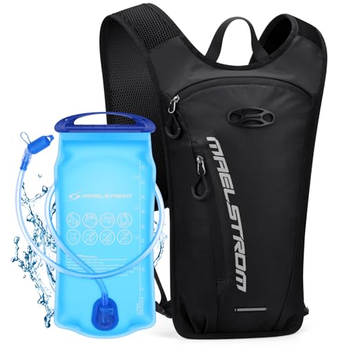 Black Hydration Backpack with 2L Water Bladder - Lightweight Running Vest