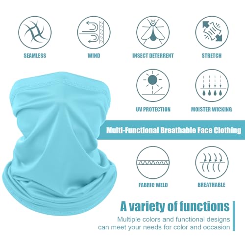 Geyoga 6 Pieces Summer UV Protection Cooling Neck Gaiter Face Clothing Neck Gaiter Mask Scarf Sunscreen Breathable Bandana