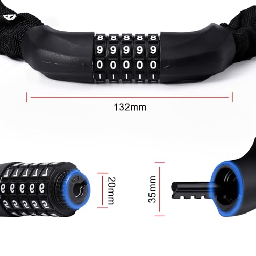 Heavy Duty Bike Chain Lock 3.2ft 5-Digit Combination Anti-Theft Bicycle Lock