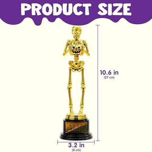 JOYIN Halloween Trophy Best Costume Skeleton 10.6x3.2, 2/6PCS Awards for Medals Party Favor Prizes, Golden Costume Contest Trophy, School Classroom Rewards,Trick or Treat