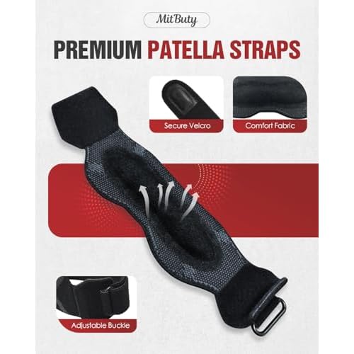 Patellar Tendon Support Strap with Silicone Pad (2 Pack) Adjustable Patella Knee Brace for Men, Women & Youth, Knee Protector Band & Relief Strap for Running, Sports & Daily Activities