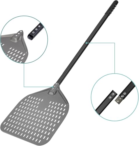 12 x 15 Inch Rectangular Aluminum Pizza Peel - 47 Inch Overall with Long Handle