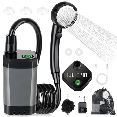 Portable Camping Shower with 6000mAh Battery - Grey