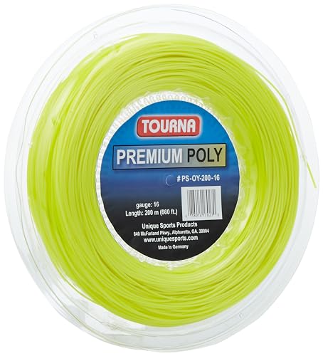 Tourna Premium Poly Tennis String 16g Reel - Optic Yellow, Heavy Spin Control