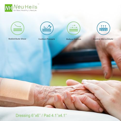 NeuHeils Silicone Foam Wound Dressing 6x6 Inch Pack of 10 for Bed Sores