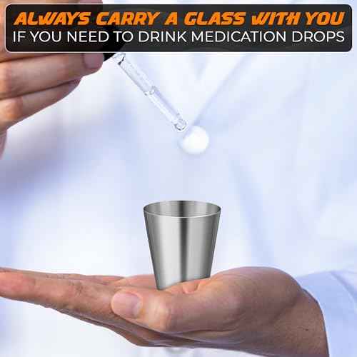 VIKROM 15 Pcs Stainless Steel Shot Glasses - 30ml (1oz) Tiny Metal Shot Glasses, Lightweight and Easy to Store, Durable Metal Shots for Parties, Easy to Clean, Good for Hiking, Travels, and Picnics