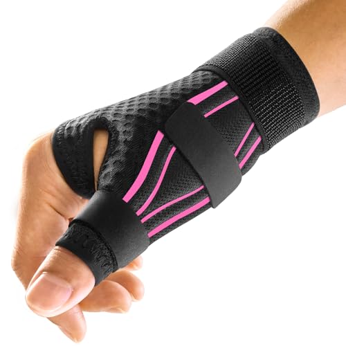 FREETOO Ergonomical Thumb Brace Right Hand or Left Hand for Arthritis Pain and Support, Thumb Splint for Trigger Thumb, Thumb Support for De Quervains Tenosynovitis, Fits Palm 7.5''-8.5'' S/M Pink