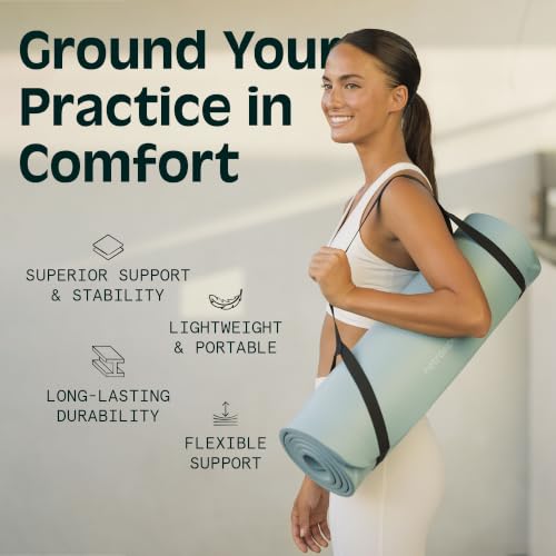 Extra Thick Yoga Mat 1 Inch with Strap - Boysenberry, Non-Slip, 72x24 Inches