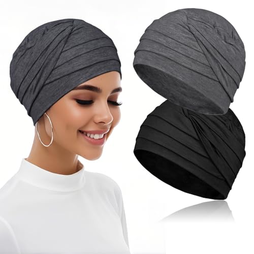 2 Pieces Chemo Headwear for Women, Soft Cancer Headwear Elastic Cancer Hat for Hair Loss