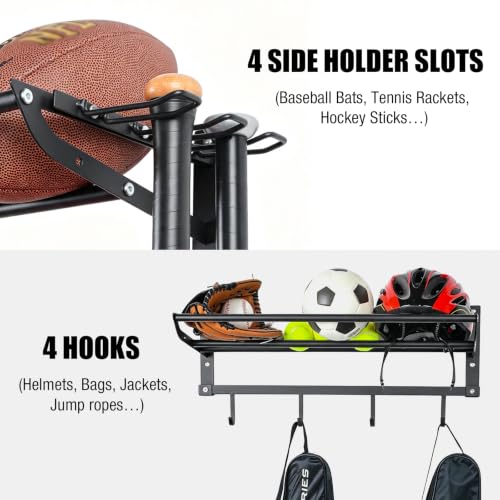 XCSOURCE Black 3-Tier Wall Mount Sports Equipment Organizer