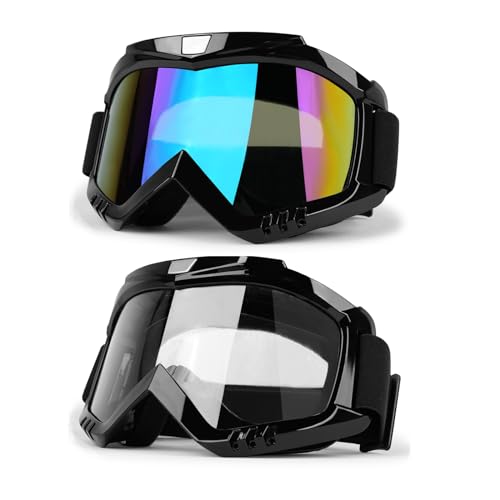 Motorcycle ATV Dirt Bike Goggles 2-Pack with Color and Clear Lenses