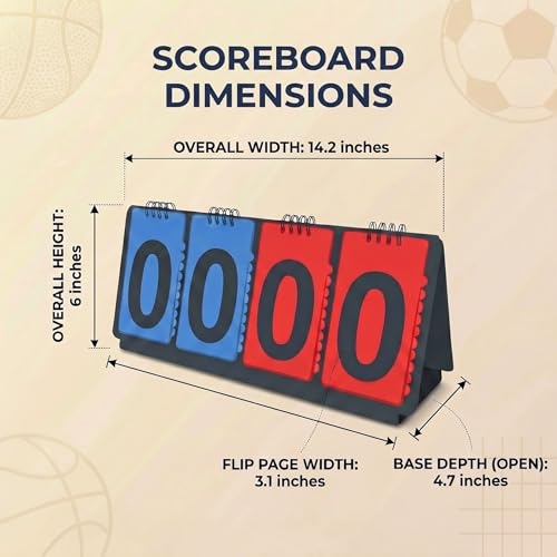 ShYeenei Portable Sports Scoreboard Black with Large Flip Numbers, Manual Score Keeper for Basketball Volleyball Baseball