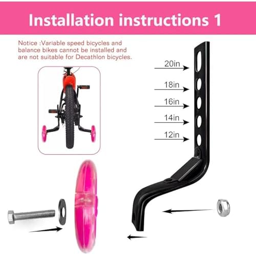 DDJKCZ Training Wheels for Kids Bicycle,Flash Mute Big Wheel Compatible for 12 14 16 18 20 inch Single Speed Bike