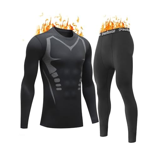 Upgraded Thermal Underwear for Men Long Johns Set for Cold Weather Base Layer Top & Bottom with Fleece Lined