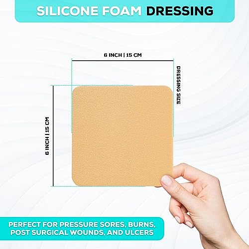 MedVance Silicone Adhesive Foam Dressing Without Border, 6"x6", Box of 5