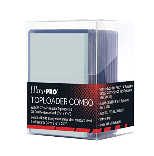 Trading Card Storage Box with 25 Card Sleeves & Toploaders - Clear Organizer