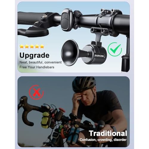 Electric Bike Horn, Max 120dB Loud Bicycle Horn with Wireless Remote, USB-C Rechargeable Bike Bell for Adults Kids Bike, Scooter, Ebike, Waterproof Bike Accessories