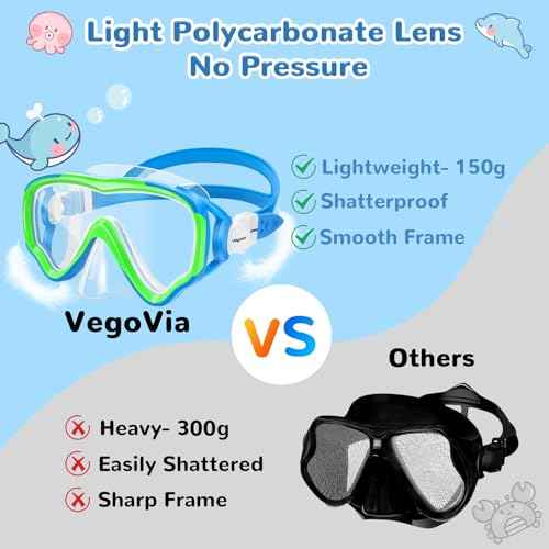 Kids Swim Goggles with Nose Cover, Anti Fog Wide View Clear Swim Mask for Kids Youth 3-15, Anti-Shattered No-leak