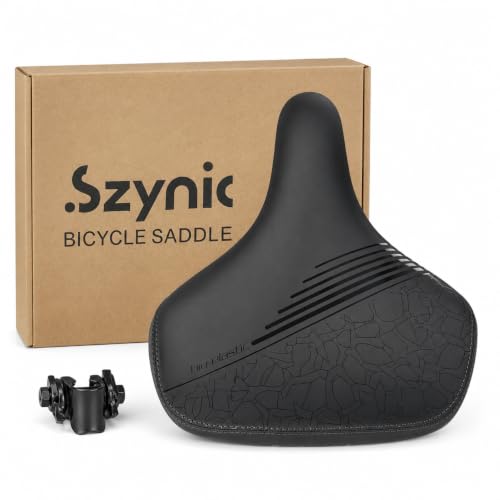 Wide Bike Seat Comfort Bicycle Saddle with Dual Shock Absorption - Black, Large