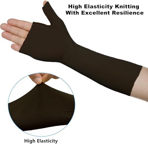Hand Socks for Splint (Pack of 6),Thin Stockinette Tubing for Arm,Wrist Brace with Thumb Spica Liner for Men and Wome,Breathable Cotton Gauze Sleeve,Comfy Under Cast Wrap(Black,Large)