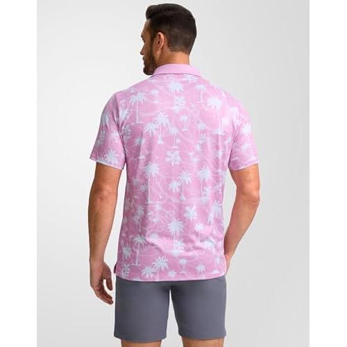 Obla Mens Golf Polo Shirts Short Sleeve Dry Fit Performance Moisture Wicking Casual Print Collared Golf Shirts for Men